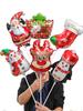 Santa Claus Christmas Decoration Balloons with Sticks and Small Gift Headbands for Kindergarten and Mall Scenes