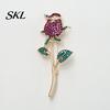 Vintage Style Rose Pin Suit Collar Pin, 3D Flower Shape Lapel with Rhinestones Solid Metal Brooch Inlaid, Electroplated Anti-Oxidation Versatile Badge