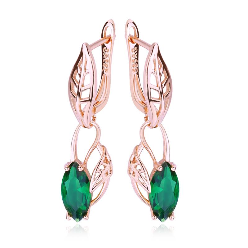 

Серьги-клипсы MINTHA, модные серьги цвета розового золота, модные украшения с кубическим цирконием, серьги с зелеными листьями для женщин, день рождения, рождественский подарок A