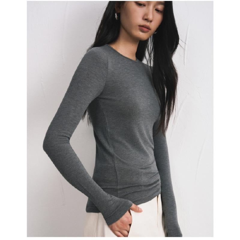 Tencel Modal Cashmere Bottoming Shirt for Women in Autumn and Winter Slim Solid Color Skin-friendly T-shirt High-end Light Luxury Knitwear