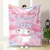 My Melody Sakura Blossoms Blanket Patterned Flannel Blanket Perfect for the Bedroom Living Room, Sofa, or a Little Nap
