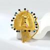 Irregular Lion Rhinestone Brooch Vintage Glaze Badge Pin Fashion Jewelry Suit Accessories  Male