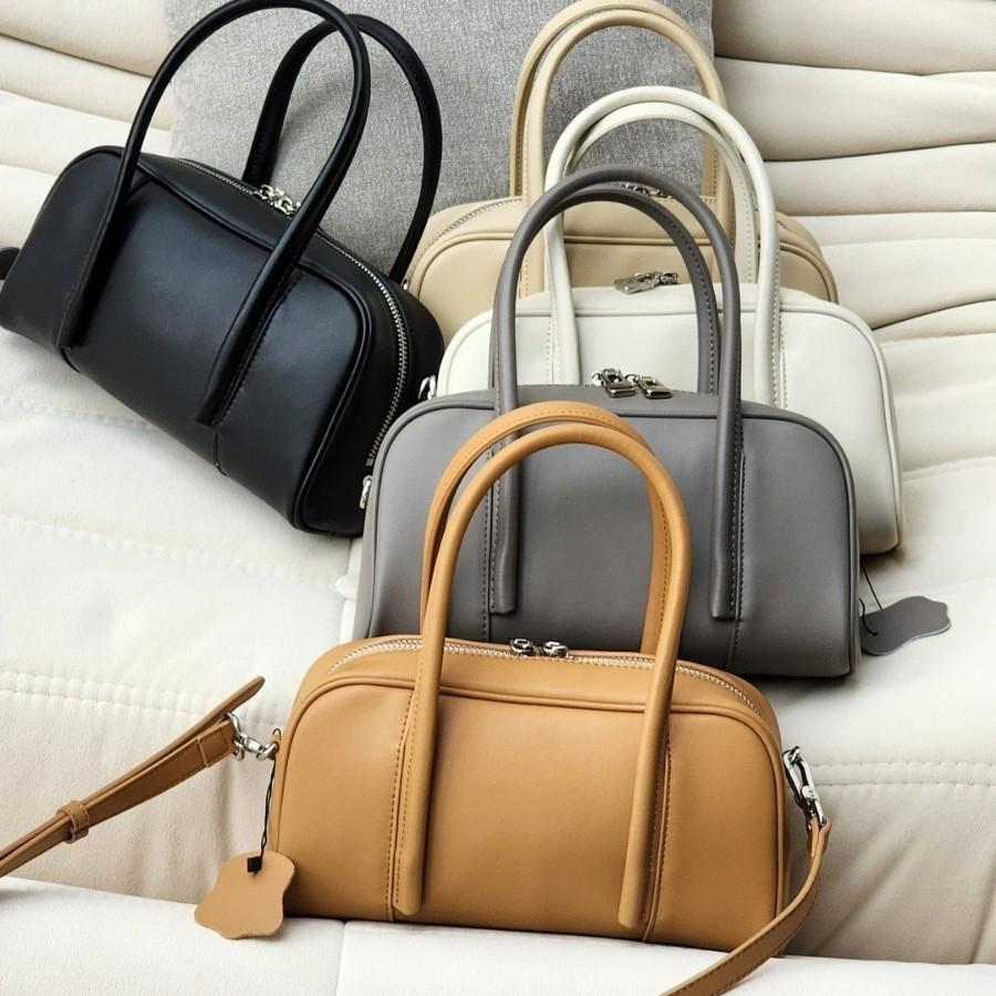 Genuine Leather Protective Case For Football With Texture 2025 New Style Minimalist Wave Pattern Women's Handbag Single Shoulder  Bag