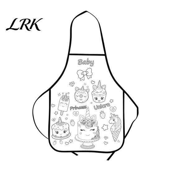 Childrens Drawing Apron Kids DIY Coloring Apron, Washable Food Animal Theme Painting Fabric Color Your Own for Toddlers Boys Girls Children