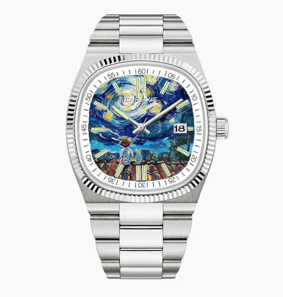 Carsikie2025 Szafirowa Kwadratowa Tarcza Męski Sportowy Kreskówkowy Zegarek Kwarcowy