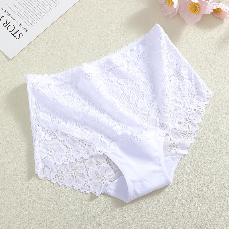 S-XXL Women Mid-Rise Lace Panties Sexy Solid Color Lace Trim Underwear Female Luxury Hollow Out Briefs Cozy Breathable Lingerie