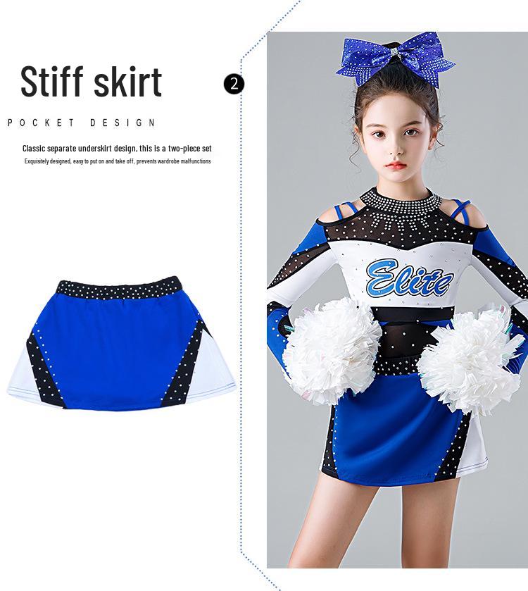 Girls' Long Sleeve Cheerleading Performance Costume for Competitions
