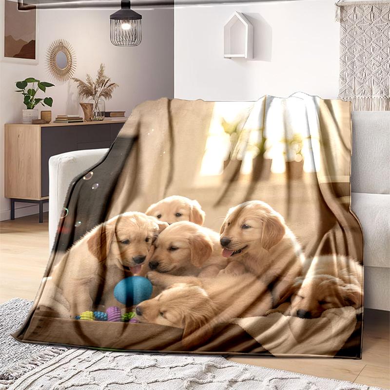 1PC Dog cute printed blanket, all season lightweight home office outdoor nap multifunctional blanket A7