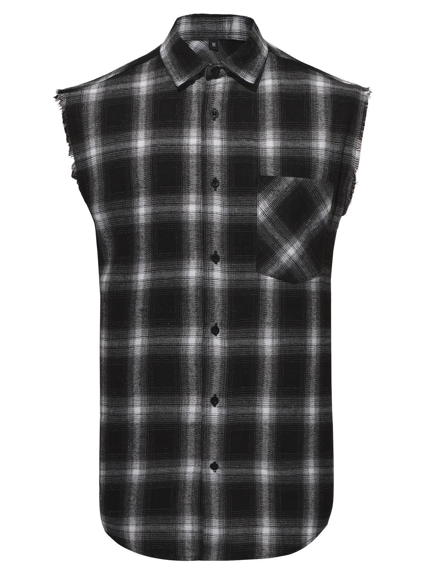 

Мужская клетчатая футболка без рукавов с кисточками Customizable Size