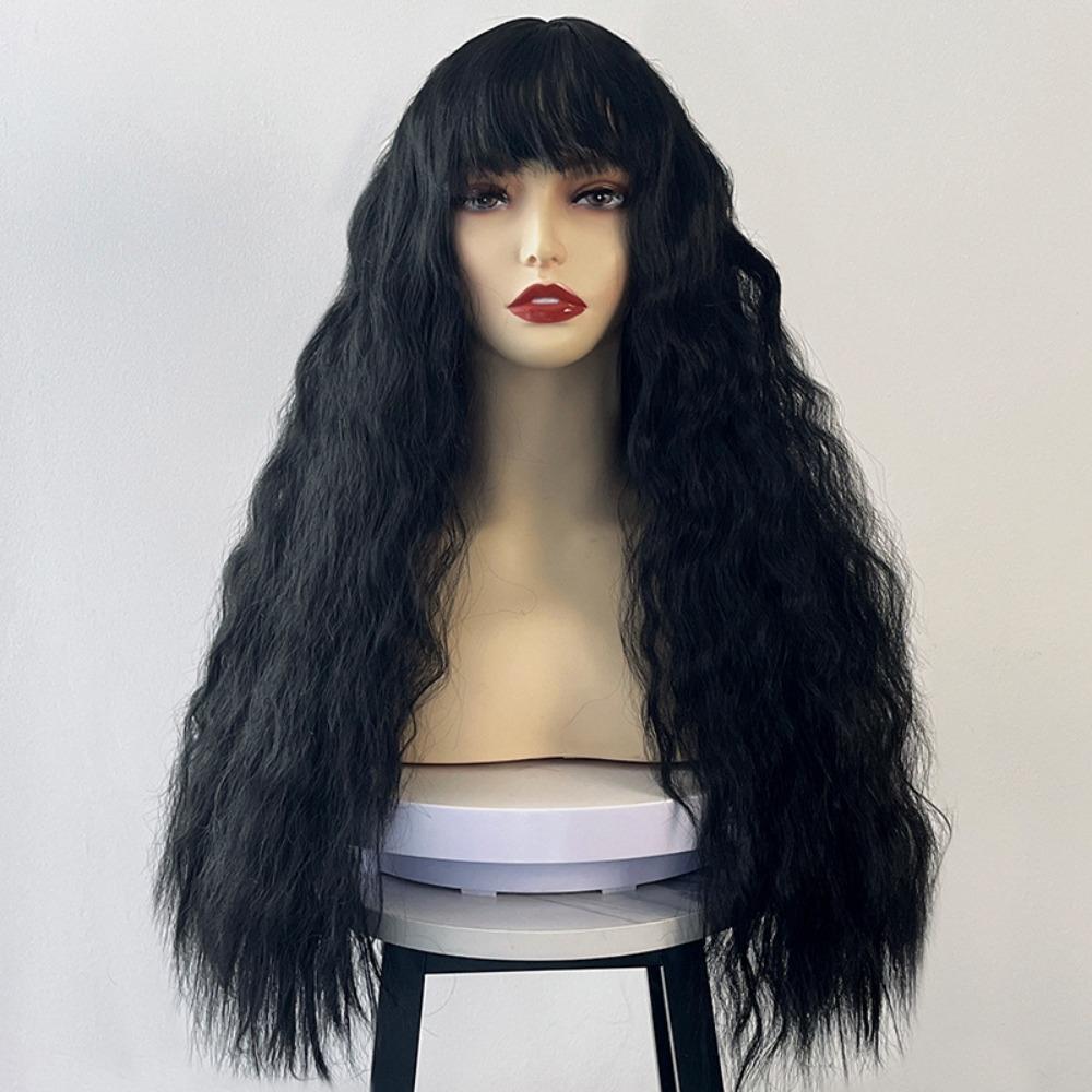 Halloween Long Water Wave Wig Cosplay Women Layered Wigs Orange Brown Gold Curly Wigs  Carnival