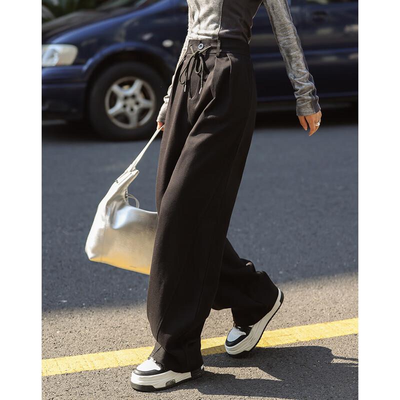 DEMANA Women's Korean Style Relaxed Fit Straight-Leg Pants