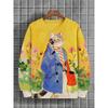 Ski Cycling Cat 3D Print Hoodies for Women Animal Astronauts Pattern Long Sleeved Sweatshirt Autumn Oversized Round Neck Pullovers