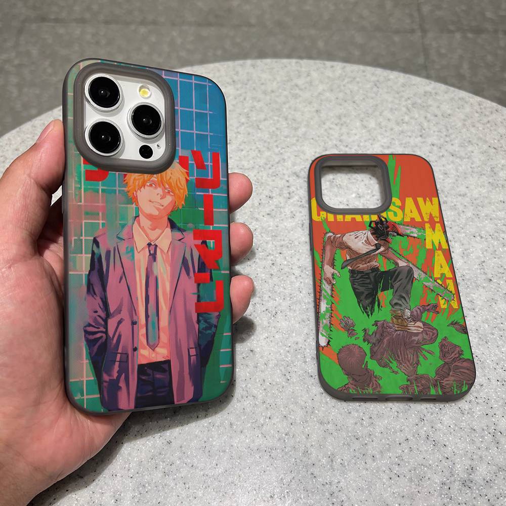 Anime Denji Chainsaw Man Phone Case For IPhone 16 15 17 Pro 11 12 13 14 Pro Max Plus Soft Ripple Silicone Cover Shell