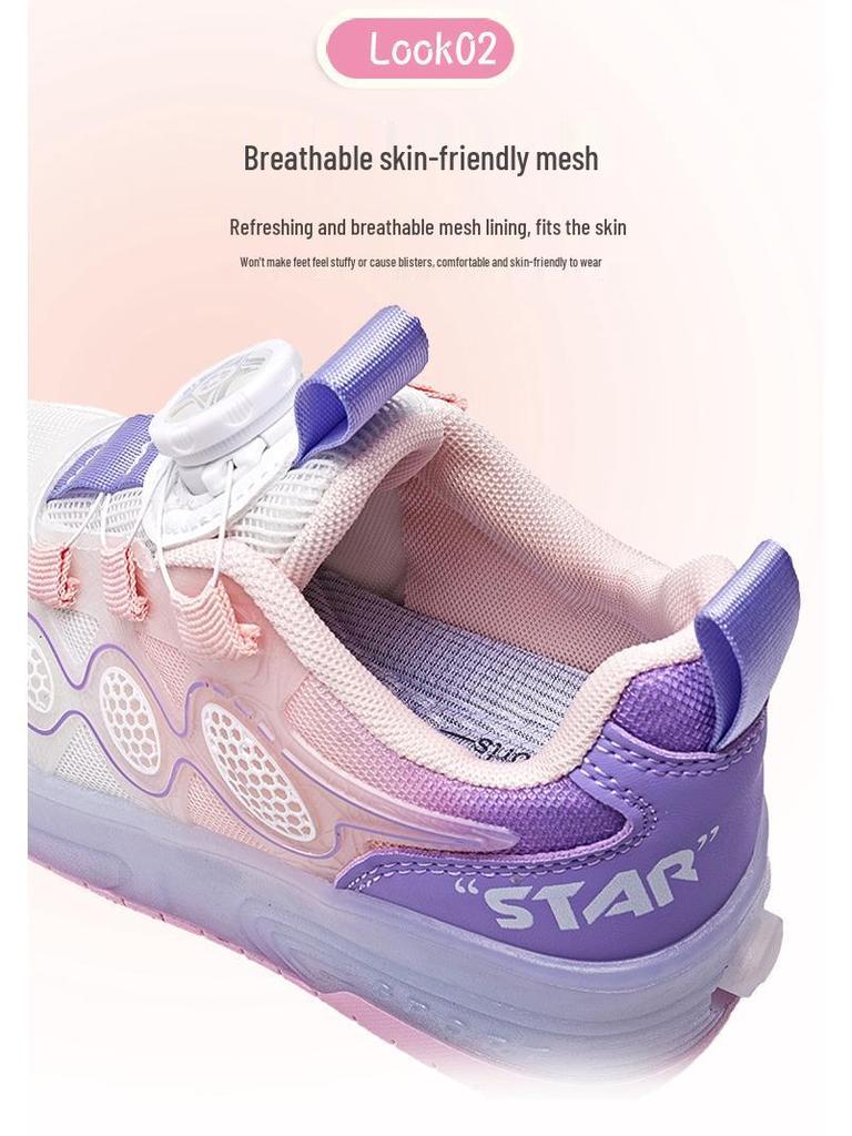 Girls' Two-Wheel Flashing Roller Skates - Mesh Sneakers for Kids