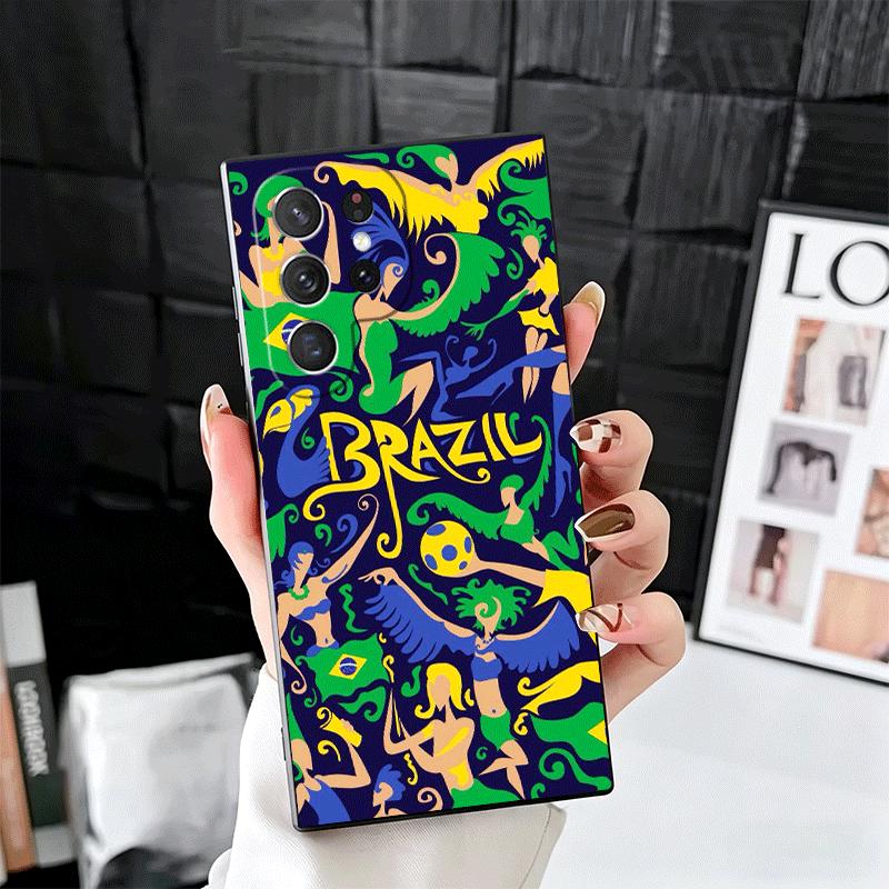 Brazil Brazilian Flag Soft Phone Case for Samsung Galaxy S26 S25 Edge S24 Ultra S23 Plus S22 S21 FE S20 Black Cover Back Shell