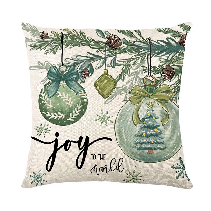 New Autumn and Winter Christmas Small Fresh Linen Printed Christmas Pillow Cushion Home Cartoon Printed Pillow Case