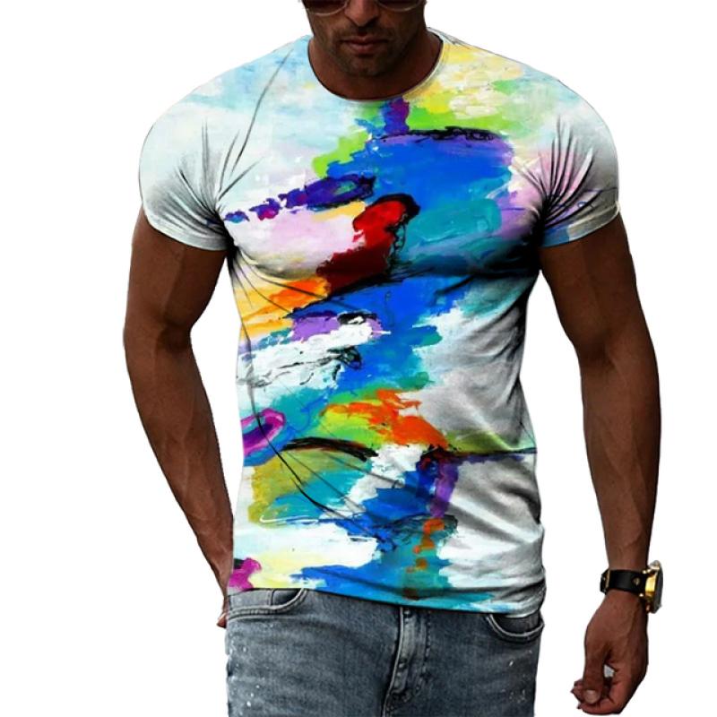 Summer Tide Fashion Doodle Picture Men T-Shirts  Casual 3D Print Tees Hip Hop Personality Round Neck Short Sleeve Tops
