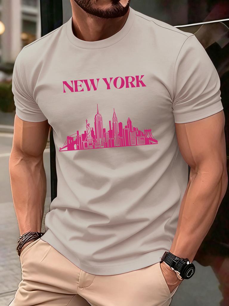 New York City Silhouette Men T Shirts Casual Hip Hop Tops Multicolor Cotton TShirt Summer Loose Male Crewneck Short Sleeve