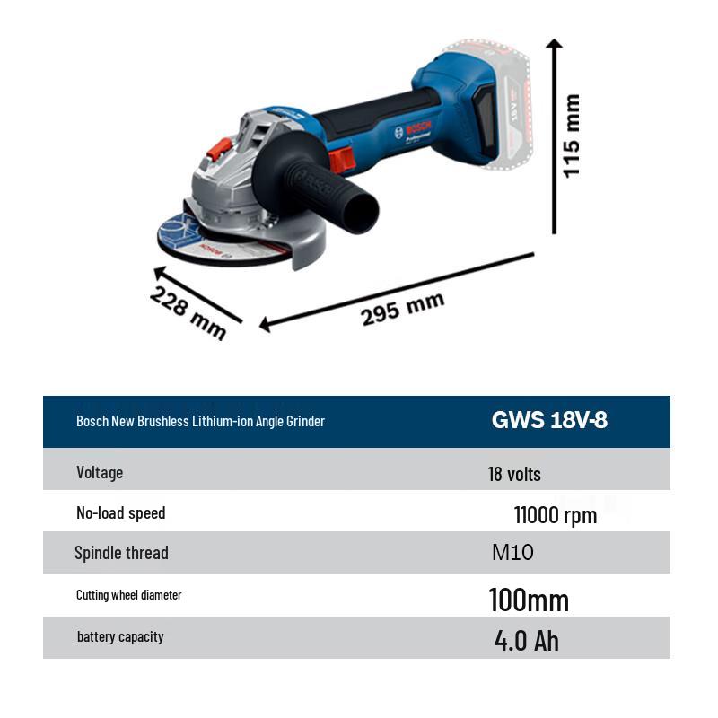 Bosch GWS 18V-LI 18V Cordless Angle Grinder Kit CN plug (adapter included)