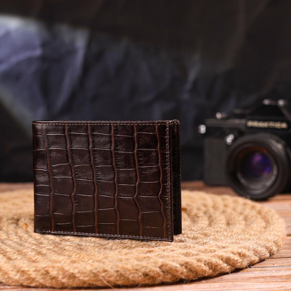 Small Men's Wallet Made of Genuine Textured Leather CANPELLINI Purse 21522 Brown