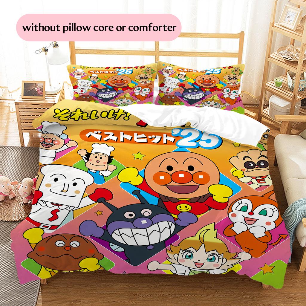 Anpanman Playful Bedding Set Duvet Cover Pillowcase No Filler, Soft Home Bedroom Decor, Perfect Gift for Fans.chl