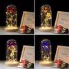 The  Gold-plated Red Rose with LED Light In Glass Dome for Wedding Party Mother's Day Gift