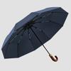 Luxury Big Golf Umbrella Woman Men Rain Waterproof, Folding Automatic Umbrella Windproof Strong,10 Ribs, Wooden Handle