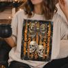 Comfort Colors® Leopard Bow Skulls Halloween Shirt, Cute Creepy Skeleton Bow Tee, Grunge Halloween Gift, Fall Fashion Shirt, Skeleton Shirt