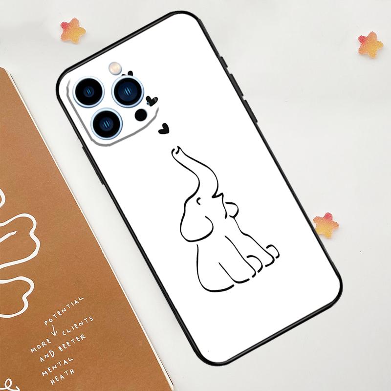 Cute Elephant Phone Case For iPhone 17 Pro Max 14 13 12 11 15 16 Pro Max Mini 15 Plus 16e 17 Air Funda