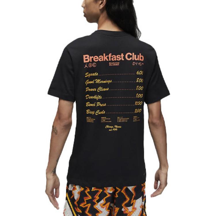 Jordan Breakfast Club T Shirts Men's Black Crew Neck Moderate Straight Fit DQ7385-010