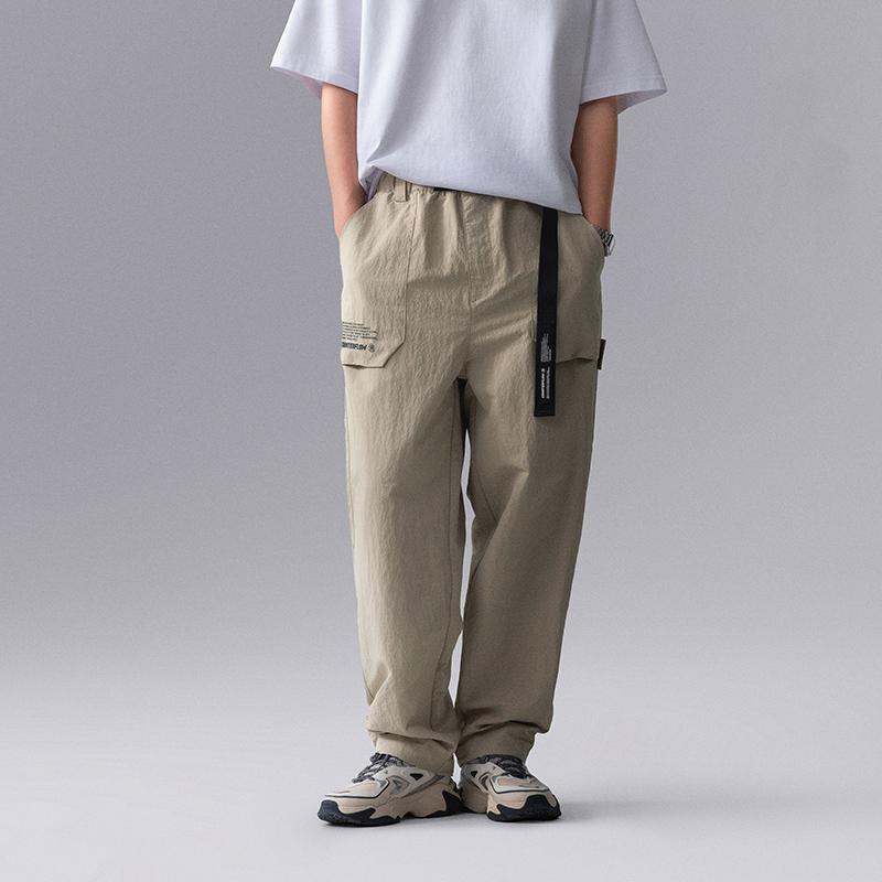 Li Ning CF Series Solid Color Casual Lace-Up Straight Loose Knit Sports Pants Men Bottoms AYKU621-3