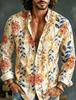 Floral Print Long Sleeve Shirt, Bohemian Casual Men's Fashion Top