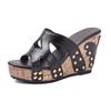 Fashion 2025 Spring and Summer Large Size Season New Buckle Rivet Sandals Fish Mouth Wedge Heel Waterproof Platform Sandals Woman