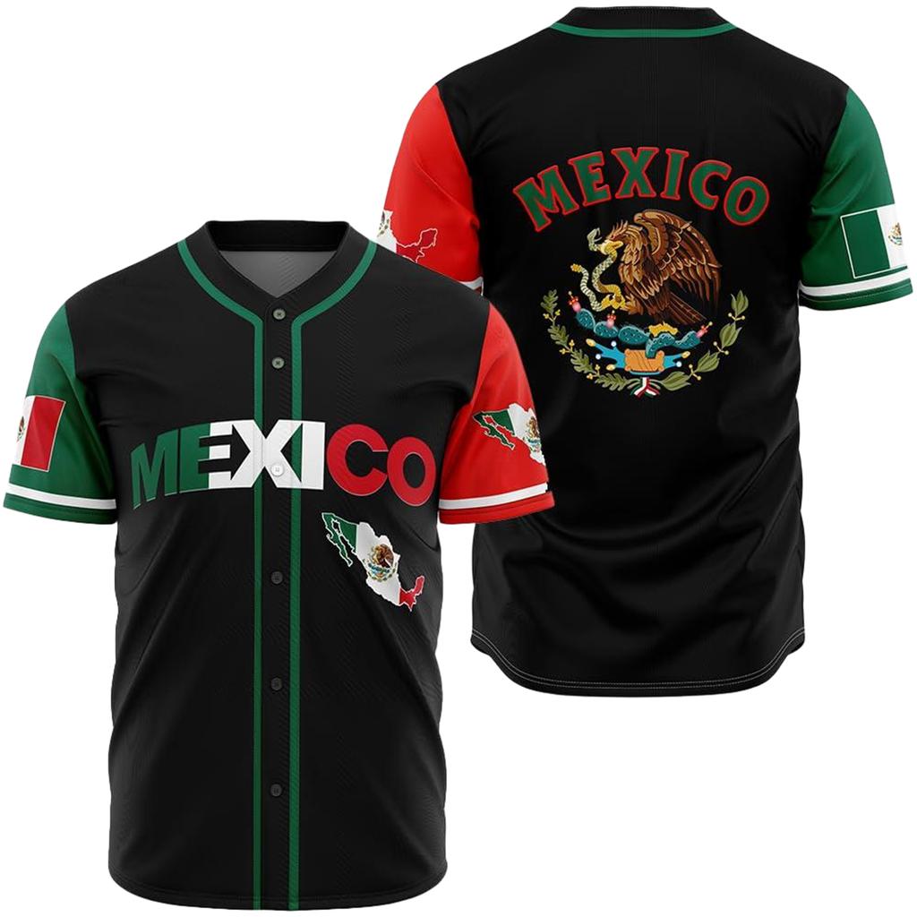 MEXICO Men's Casual Letter Print Short Sleeve T-Shirt for Everyday Wear