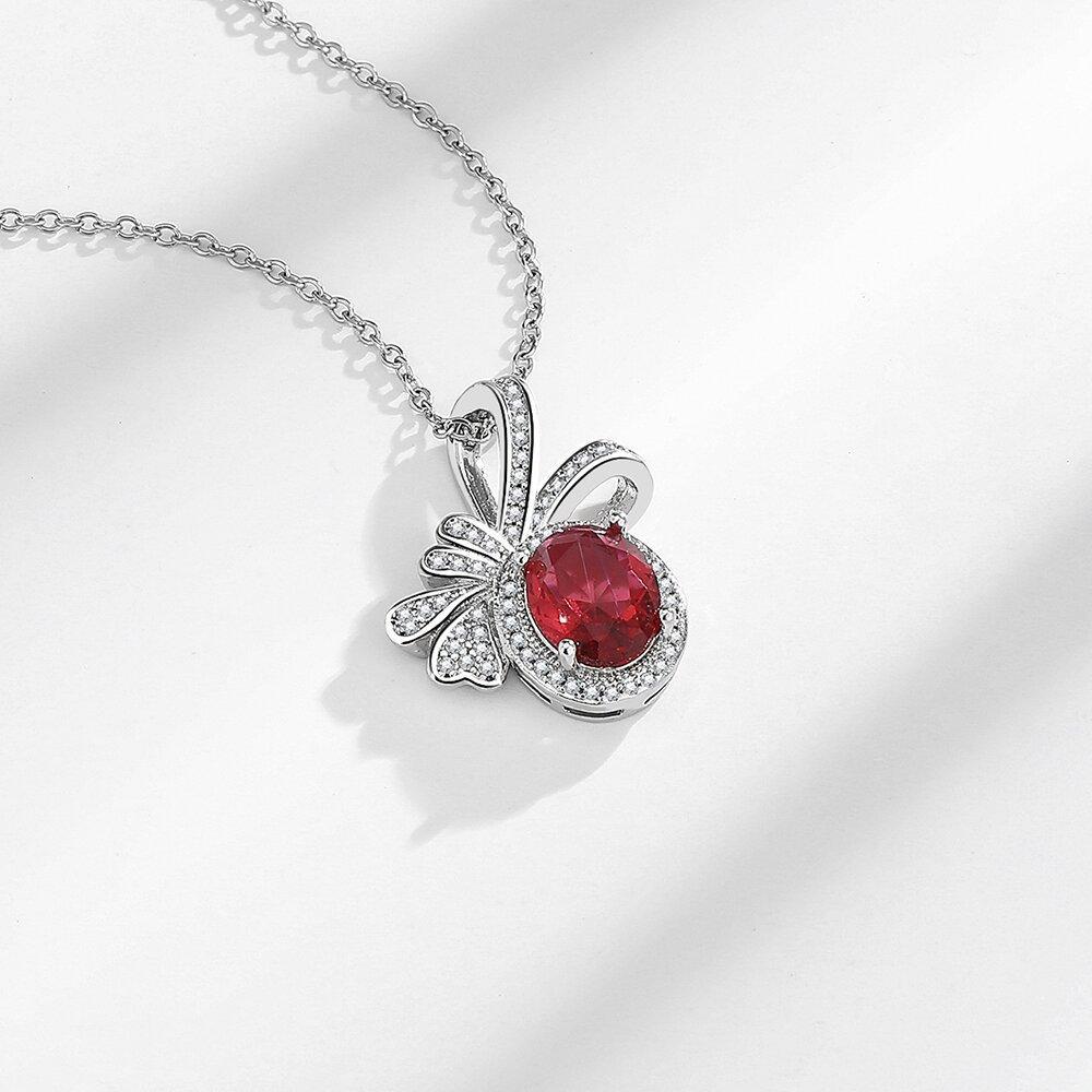 925 Silver Necklace Sparkling Necklace for Woman Men Red Zircom Wedding Engagement Party Fine Jewely Valentine's Day Gift
