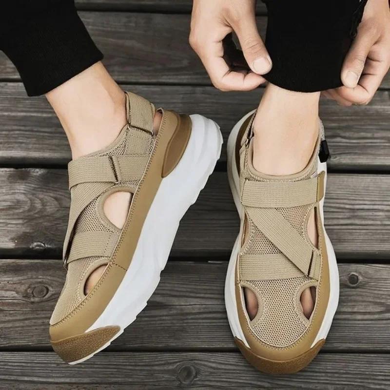 2024 New Male Platform Sandalias Fashion Designer Men's Sandals Breathable Casual Shoes for Men Outdoor Non Slip Beach Sandals