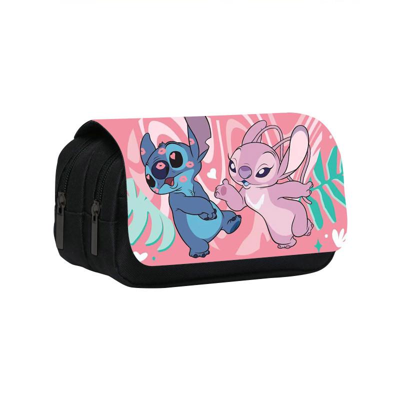 Stitch Double Layer Pencil Case For Students With Polyester Material And Storage Space