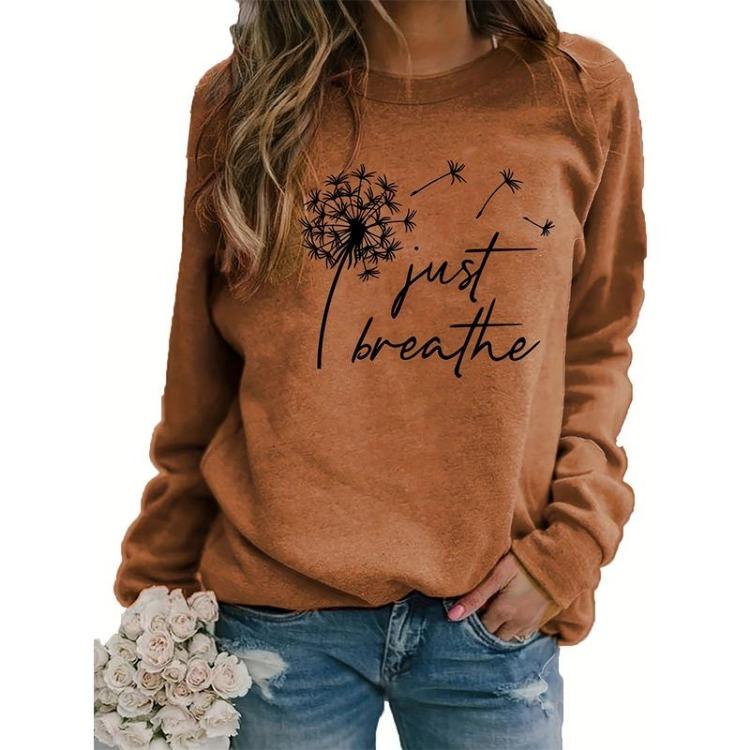 Women Casual Crew Neck Long Sleeve Pullover Top Sweatshirt Hoodies Female Clothing Y2K Dandelion 3D Print Autumn Winter