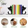 Rounded Corner Bookend 2Pcs Black Cat Bookends for Shelves, Cute Metal Book Holder Kids Room Desk, Heavy Duty Non-Slip Stopper Home Office Decor