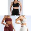 Seamless Matte Nylon Yoga Bra With Cross Back Design For Fitness And Workout