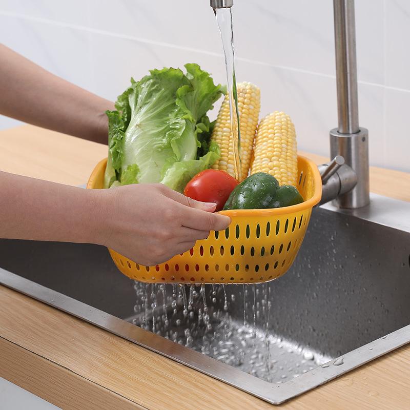 6pcs Multifunctional Drain Basket Household Double-layer Vegetable Washing Basket Creative Kitchen Fruit Basin Household