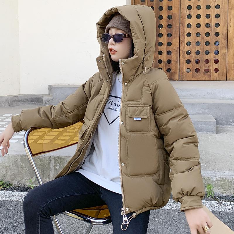 

Женское короткое свободное пальто с капюшоном на осень и зиму, куртка с хлопковой набивкой, куртка с хлопковой набивкой XXXL коричневый