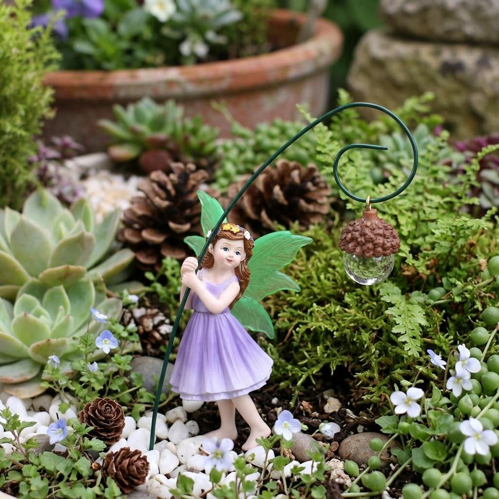 Resin Pinecone Girl Figurine For Outdoor Garden Decoration Waterproof Durable Art Design