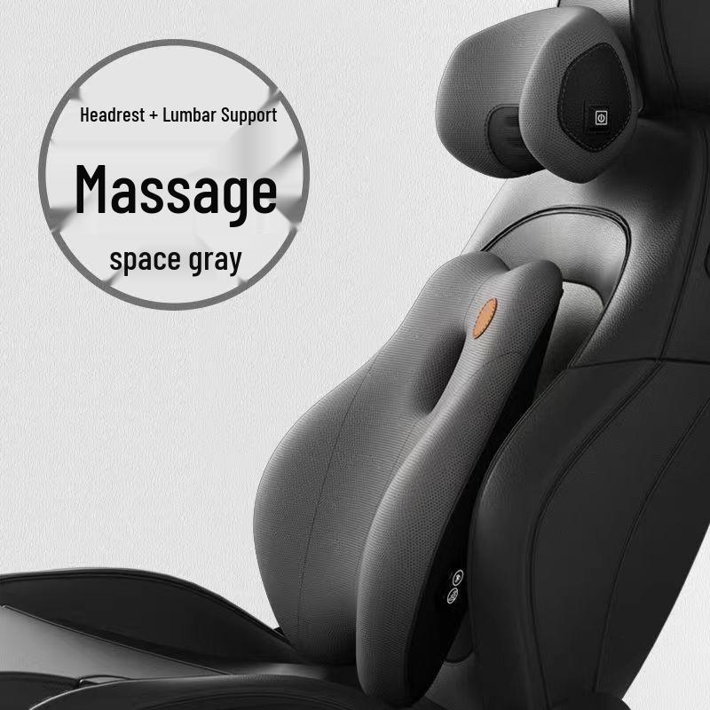 Electric Massage Memory Foam Car Lumbar Support Cushion & Headrest Set