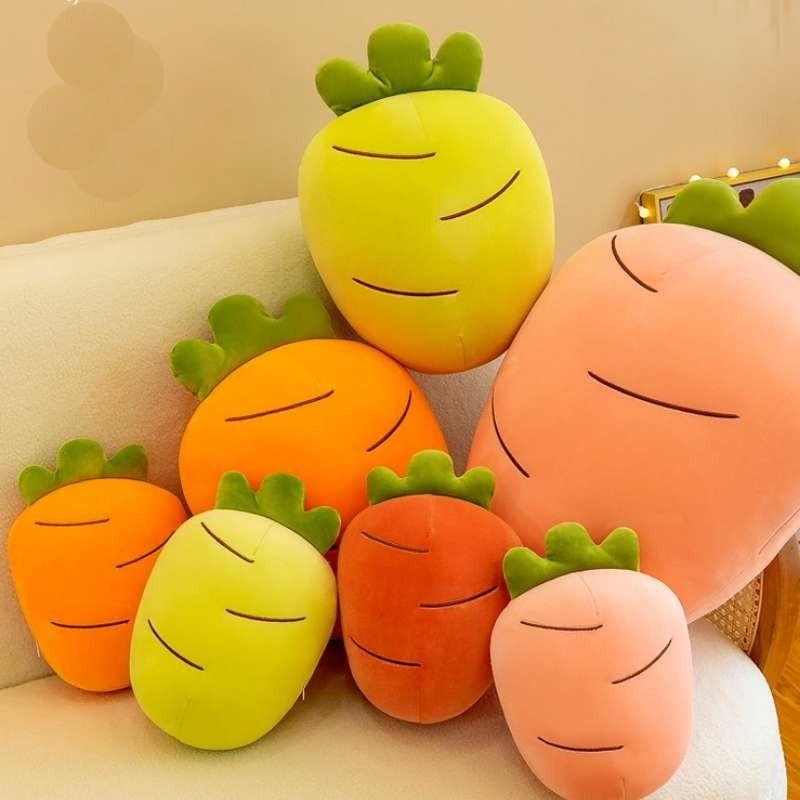 Soft Carrot Plush Toy Cartoon Vegetable Stuffed Pillow Creative Fluffy Doll Pink/orange/yellow/red 28/40/60/80cm