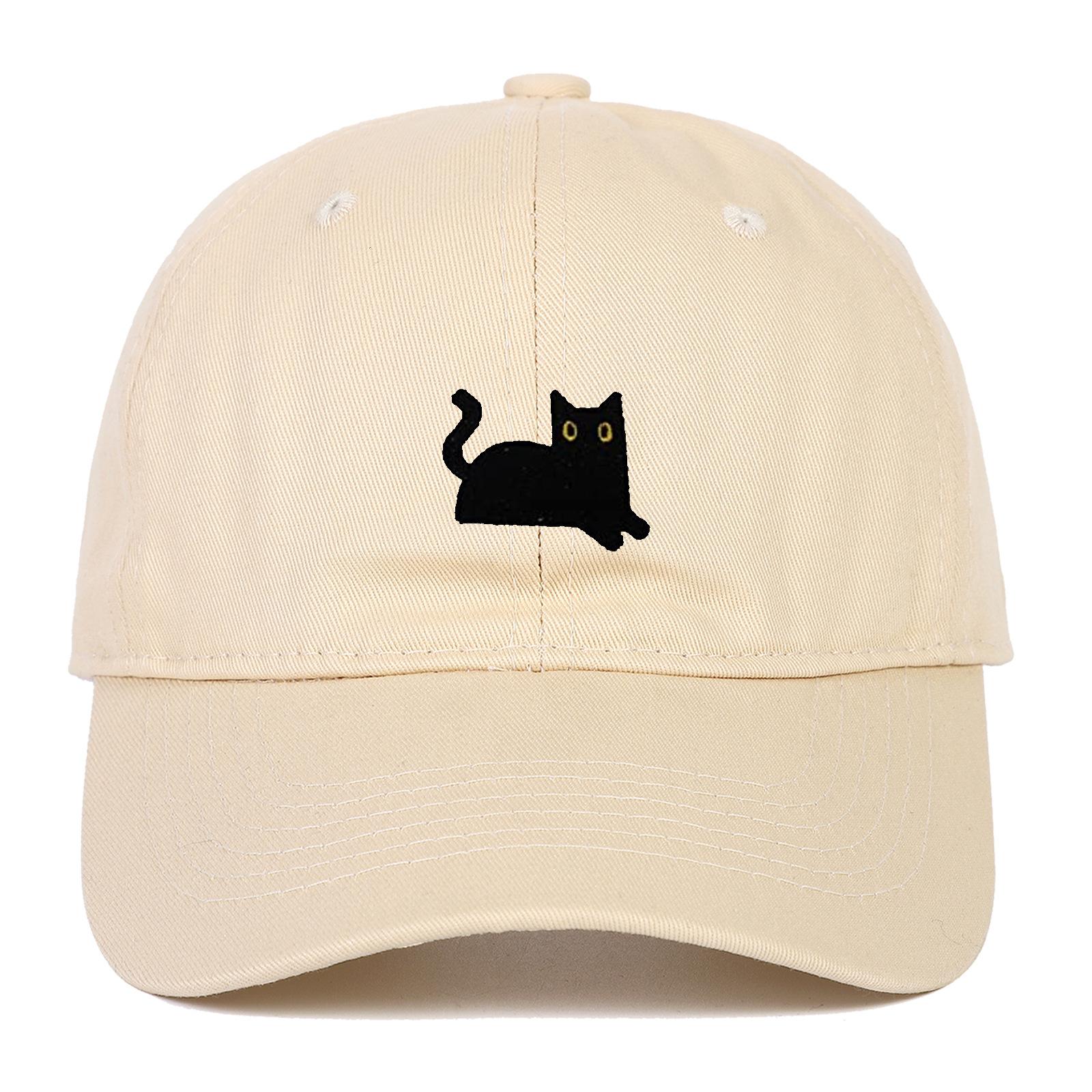 

New Cute Cat Embroidery Soft Top Baseball Cap Men and Women Summer Visor Outdoor Hip Hop Dad Hat Black Adjustable бежевий
