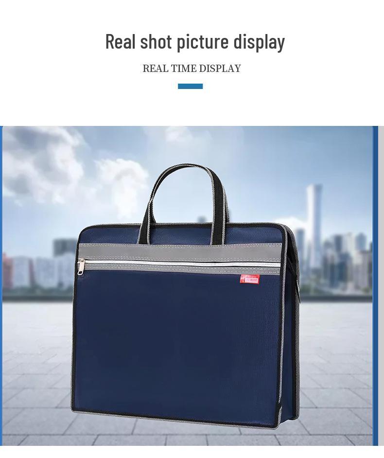 Large Capacity Oxford Cloth Document Holder with Zipper - Business, Meeting & Gift Briefcase