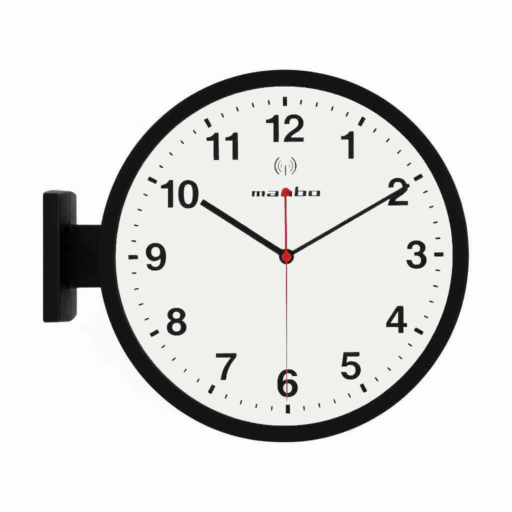 

Chie Koubou MANBO Wall Thick Black Minute Nordic for Living Room or Office Double-Sided Radio-Controlled Clock, 30cm, Silent, Easy-to-Read Marks, чёрный