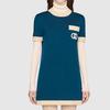 Short Sleeved Dress Women's Blue 606015-XKA4A-4492