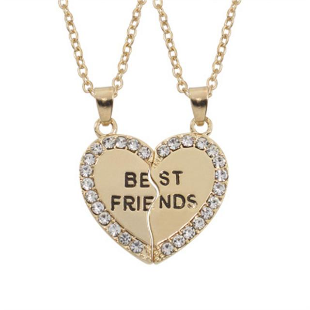 Zircon Best Friend Zircon Love Couple Pendant Necklace 2 Pcs/ Set Rainbow Broken Heart BFF Good Friends Friendship Jewelry Gift